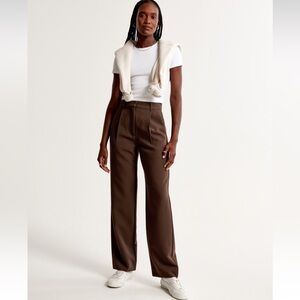 Abercrombie & Fitch Tailored Relaxed Straight Pant, Dark Brown